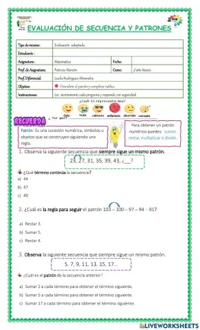 Evaluación secuencia y patrones