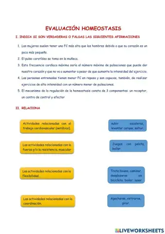 Evaluación homeostasis