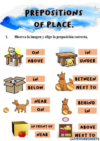 Prepositions of place.