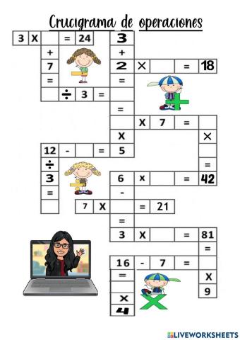 Crucigrama de operaciones