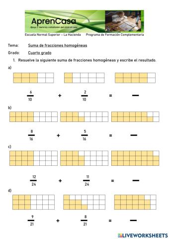 Suma de fracciones homogéneas