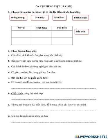 Ôn tập các loại câu