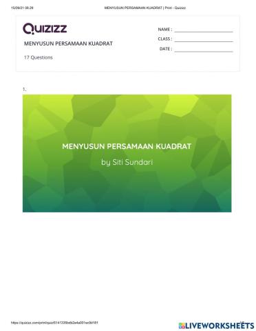 Menyusun persamaan kuadrat