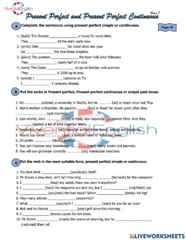 B7 - present perfect & continuous - pg.30