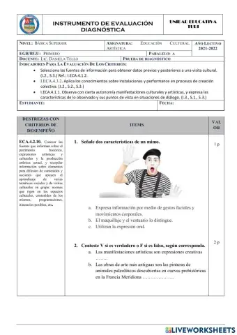 Prueba de diagnóstico de ECA