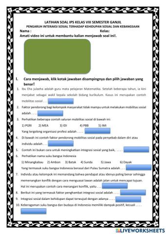 Soal IPS kelas 8 pengaruh interaksi sosial