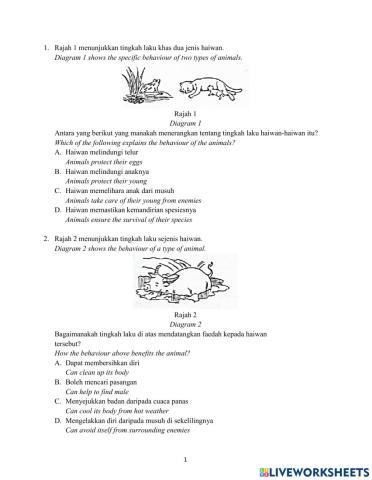 Soalan Kertas 1 Tahun 5