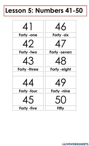 Numbers 41-50