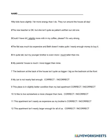 Modifying comparisons