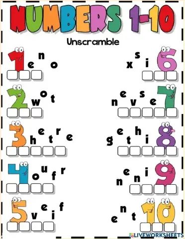 Numbers from 1 to 100