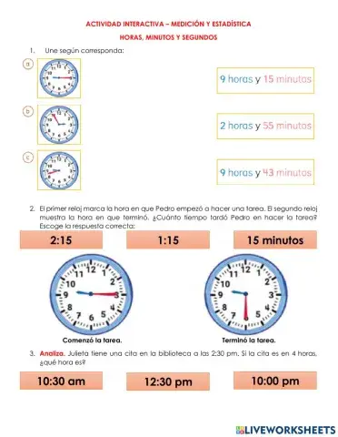 Horas, minutos y segundos