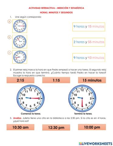 Horas, minutos y segundos