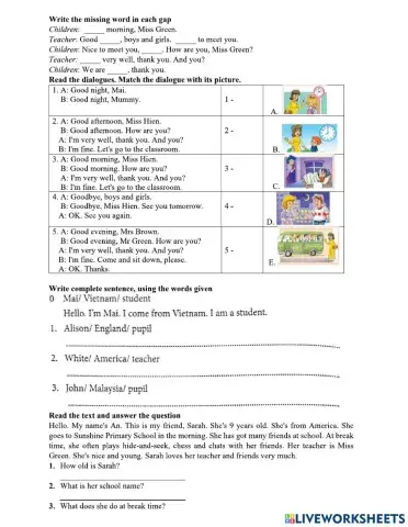 Unit 1: Nice to see you again (hw)