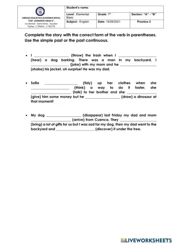 Past simple vs past progressive
