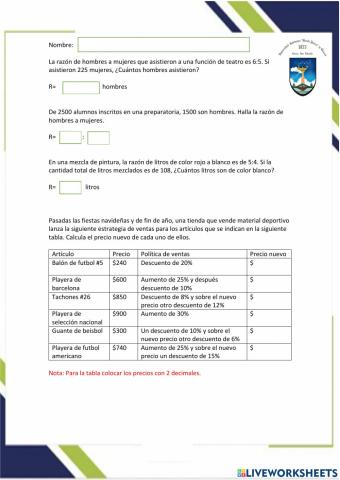 Razones y proporciones