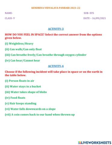 Choose the correct option(Earth's Gravity)