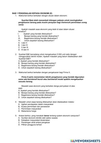 Pengenalan kepada ekonomi (E)