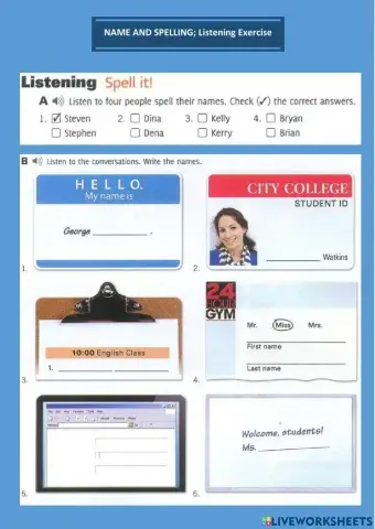 Name Alphabet and Spelling Listening