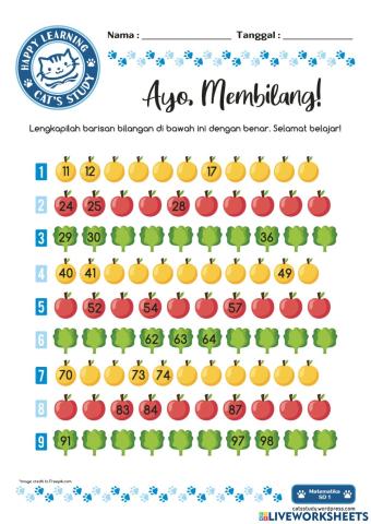 Mengurutkan Bilangan sampai 100