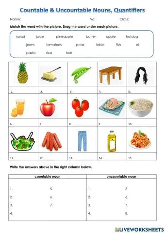 Countable and Uncountable Nouns, Quantifiers
