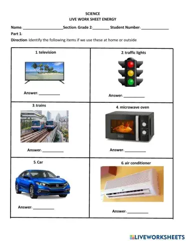 Science Live Worksheet (Electricity)