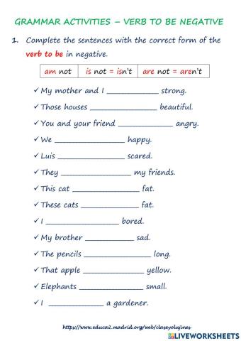 Verb To Be Negative