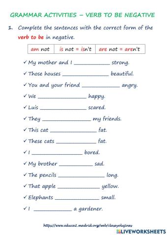 Verb To Be Negative