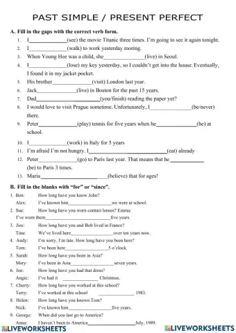 Present Perfect mix Past Simple