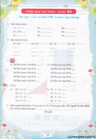 PBT Toán ôn tập đầu lớp 2 (1)