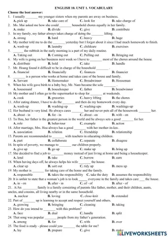 English 10. Unit 1. Vocabulary 1