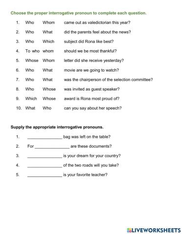 Interrogative Pronouns