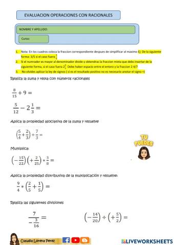 Operaciones con números racionales