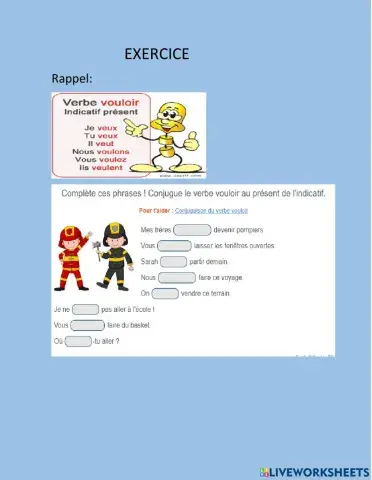 Le verbe Vouloir au présent de l'indicatif