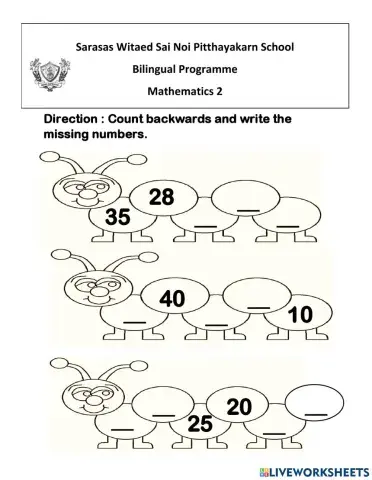 Counting backwards 2