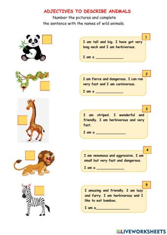 Adjectives to describe wild animals