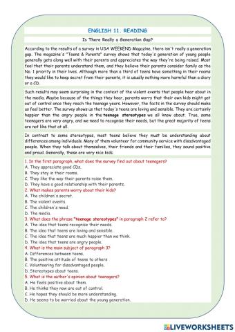 English 11. Extra reading