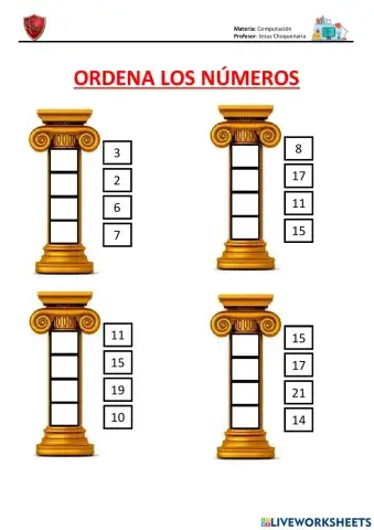 Ordenar los numeros de menor a mayor