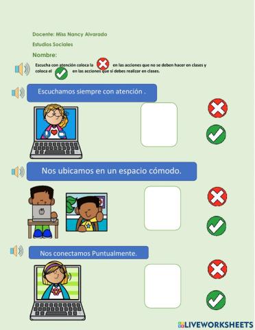 Normas de comportamiento en clases virtuales