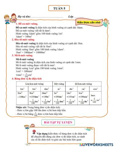 PBT Toán - Tuần 5 - K5