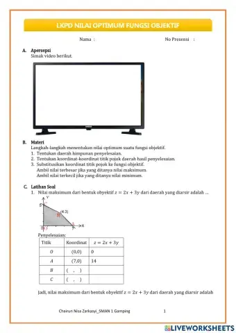 LKPD Nilai Optimum Fungsi Objektif