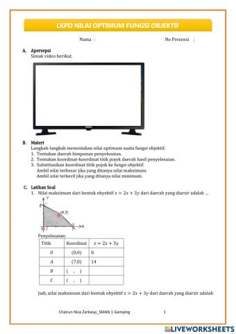 LKPD Nilai Optimum Fungsi Objektif
