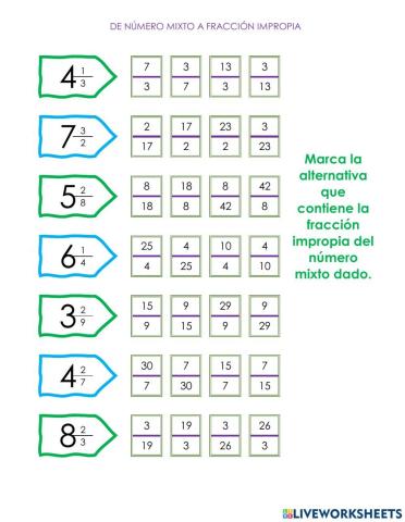 De número mixto a fracción