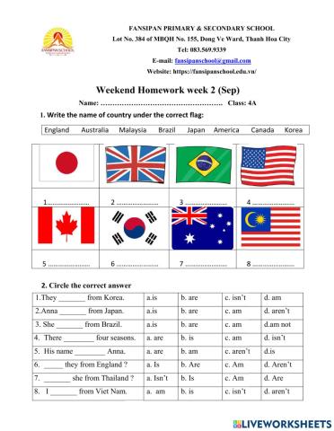 4A weekend homework week 2