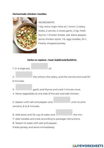 Complete the recipes