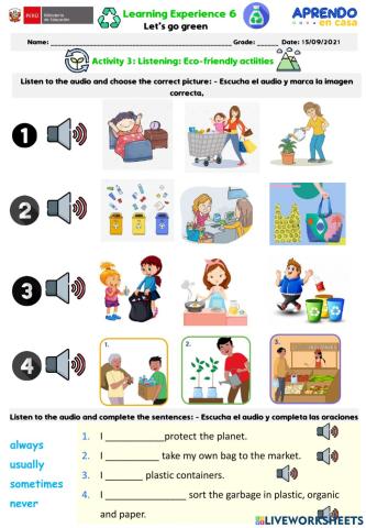 A1 Activity 3 Listening activity Learning Experience 6