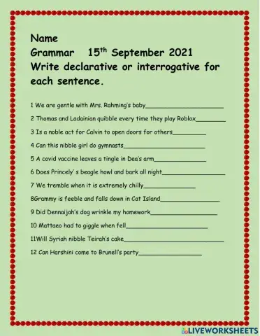 Interrogative and Declarative Sentences