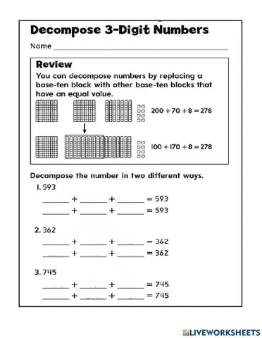 Decompose 3-Digit Numbers