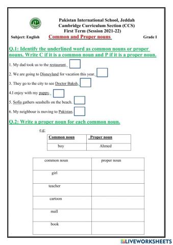 Common and proper noun