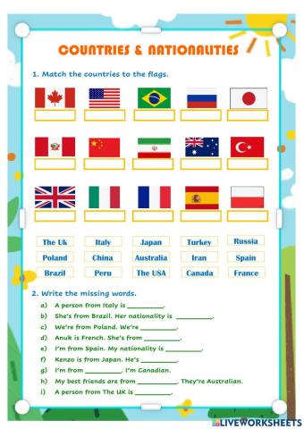 ELT nationalities and countries 5º
