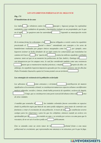 Rebeliones Indígenas lectura